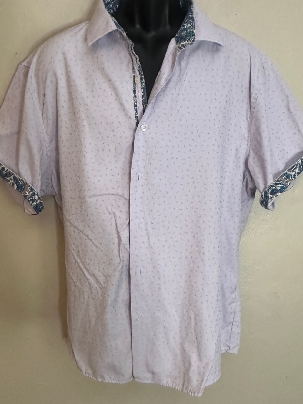 Elie Balleh Contrast Short Sleeve Shirt 3XL 19-19.5 neck Gently worn 60% cotton